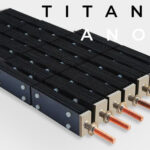 Titanium anode for making chlorine from electrolytic salt water